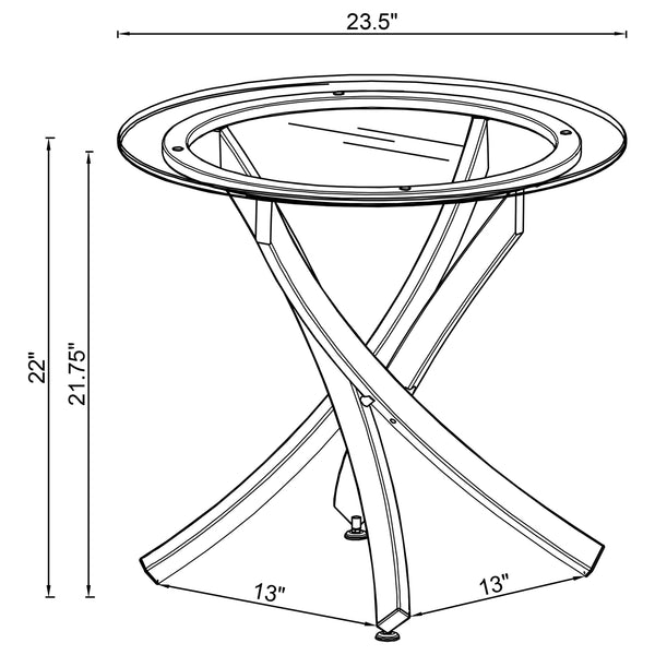 Coaster Brooke Round Glass Top Side End Table Metal Base Chrome