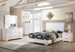 Coaster Felicity 5-Piece Full Bedroom Set in White High Gloss