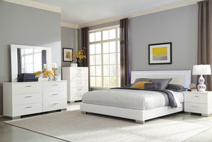 Coaster Felicity 5-Piece Queen Bedroom Set in White High Gloss
