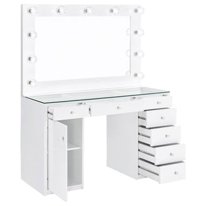 Coaster Acena 7-Drawer Vanity Set with Lighting White High Gloss