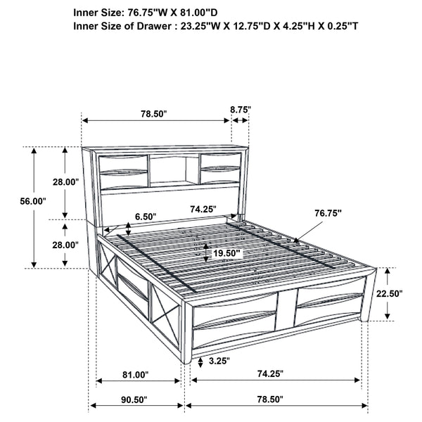 Coaster Briana Wood King Storage Bookcase Bed Black