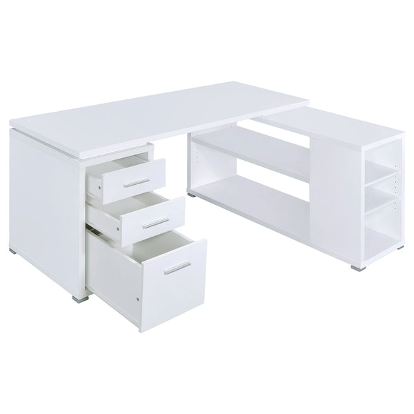 Coaster Yvette 60 Inch 3-Drawer L-Shape Computer Desk White