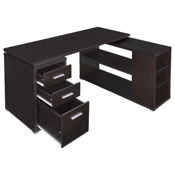 Coaster Yvette 60 Inch 3-Drawer L-Shape Computer Desk Cappuccino