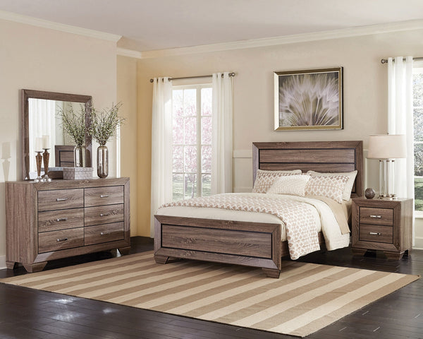 Coaster Kauffman 4-Piece King Bedroom Set in Washed Taupe