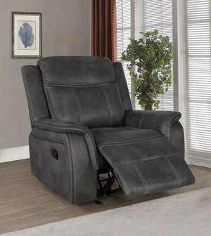 Coaster Lawrence Upholstered Padded Arm Glider Recliner Charcoal