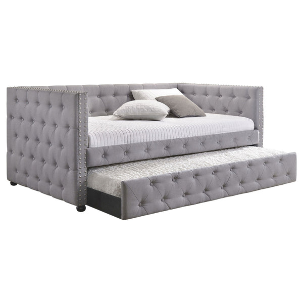 Coaster Mockern Upholstered Twin Daybed with Trundle Grey