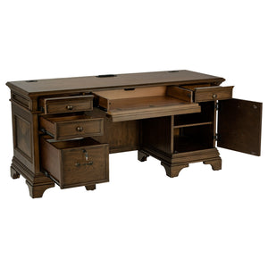Coaster Hartshill 66 Inch 5-Drawer Credenza Office Desk Burnish Oak