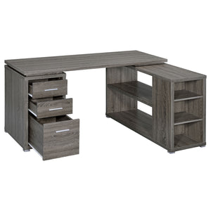 Coaster Yvette 60 Inch 3-Drawer L-Shape Computer Desk Weathered Grey