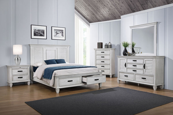 Coaster Franco 5-Piece King Storage Bedroom Set Distressed White