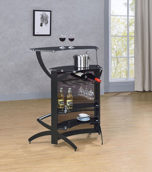 Coaster Dallas 2-Shelf Curved Freestanding Home Bar Cabinet Black