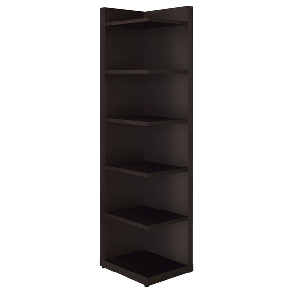 Coaster Alder 71 Inch 6-Shelf Corner Bookcase Cappuccino