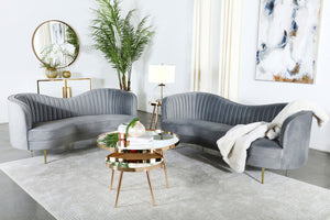 Coaster Sophia 2-Piece Upholstered Channel Tufted Sofa Set Grey