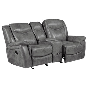 Coaster Conrad Upholstered Padded Arm Glider Loveseat Grey