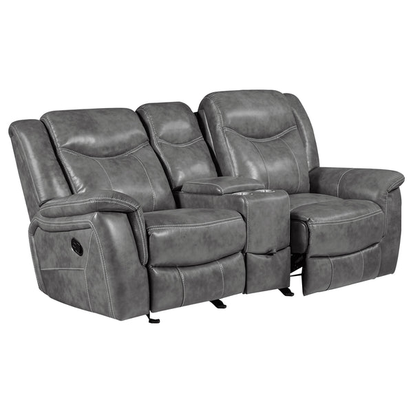 Coaster Conrad Upholstered Padded Arm Glider Loveseat Grey