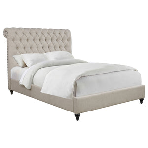 Coaster Devon Upholstered King Panel Bed Beige