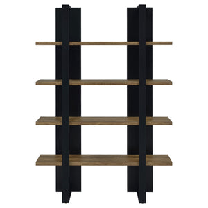 Coaster Danbrook 71 Inch 4-Shelf Bookshelf Black & Aged Walnut