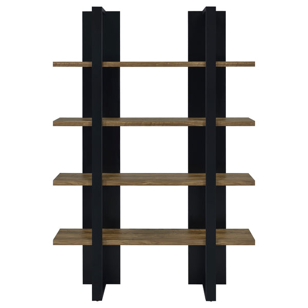Coaster Danbrook 71 Inch 4-Shelf Bookshelf Black & Aged Walnut