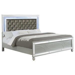 Coaster Gunnison Wood King LED Panel Bed Silver Metallic