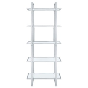 Coaster Hartford 79 Inch 5-Shelf Glass Bookshelf Chrome