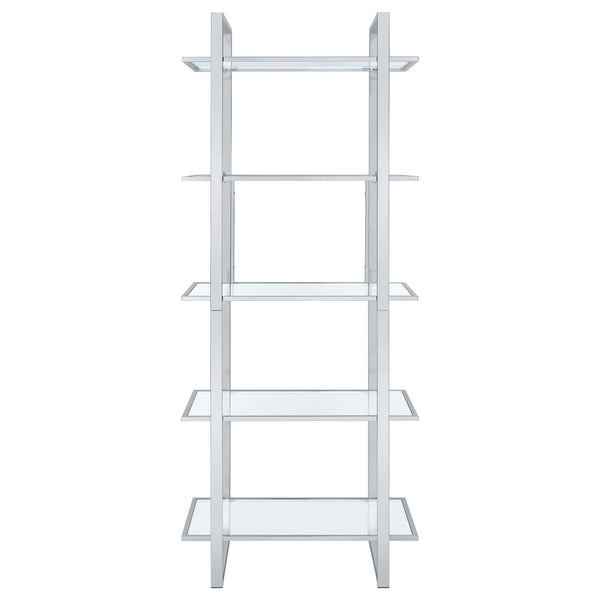 Coaster Hartford 79 Inch 5-Shelf Glass Bookshelf Chrome