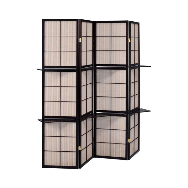 Coaster 4-Panel Room Divider Tan Jute/Cappuccino Tan
