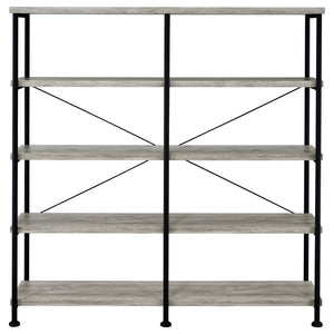 Coaster Analiese 63 Inch 4-Shelf Double Bookshelf Grey Driftwood