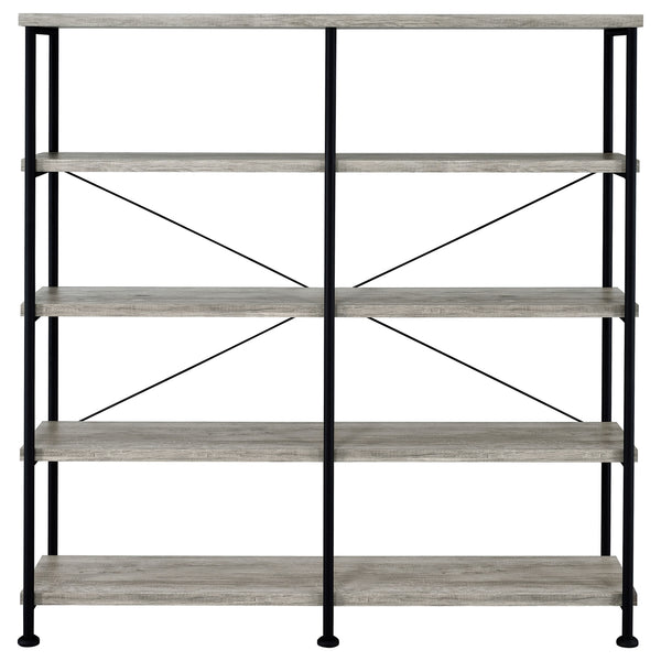 Coaster Analiese 63 Inch 4-Shelf Double Bookshelf Grey Driftwood