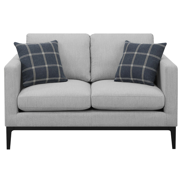 Coaster Apperson Upholstered Track Arm Loveseat Light Grey