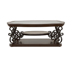Coaster Laney 1-Shelf Glass Top Rectangular Coffee Table Deep Merlot
