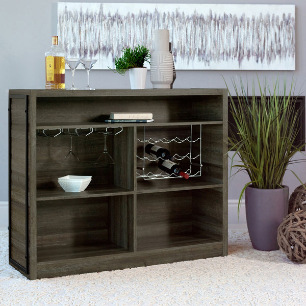 Coaster Joe 5-Shelf Composite Wood Home Bar Wine Cabinet Aged Oak