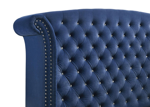 Coaster Melody Upholstered King Wingback Bed Pacific Blue