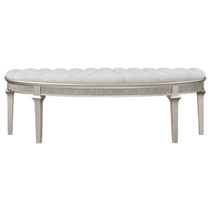 Coaster Evangeline Curved Fabric Upholstered Bench Silver Oak