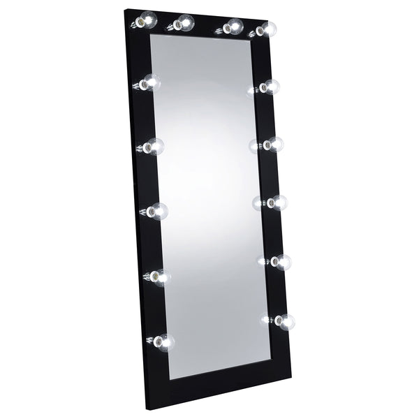 Coaster Zayan 32 X 71 Inch Floor Mirror Led Lighting Black Gloss