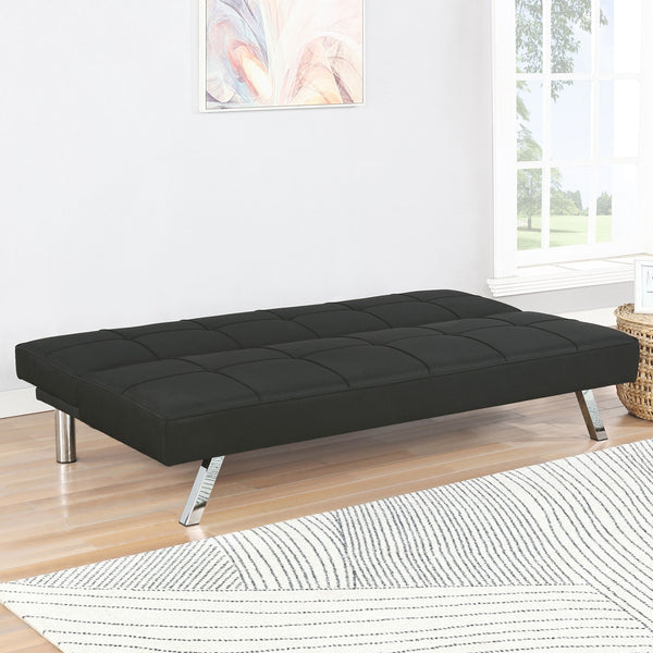 Coaster Joel Upholstered Tufted Convertible Futon Black
