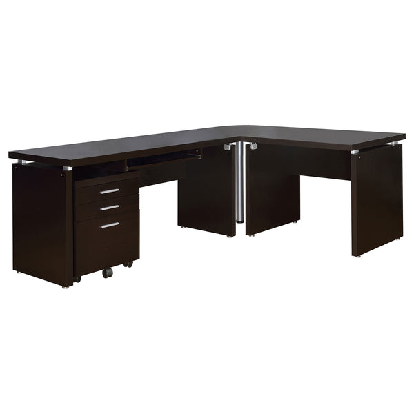 Coaster Skylar L-Shape Desk with Mobile File Cabinet Cappuccino