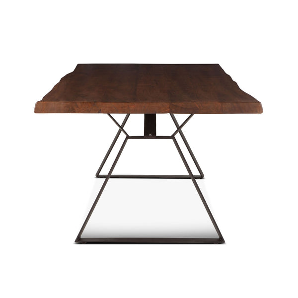 Home Trends Design London Loft 94-Inch Acacia Wood Live Edge Dining Table in Walnut Finish