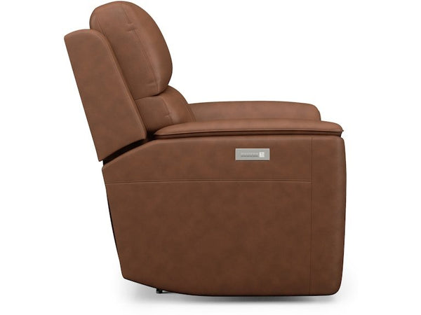 Flexsteel Henry Carmel Leather Power Recliner with Power Headrest & Lumbar