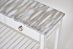 Seawinds Picket Fence Console Serving Table Grey/Blanc Finish