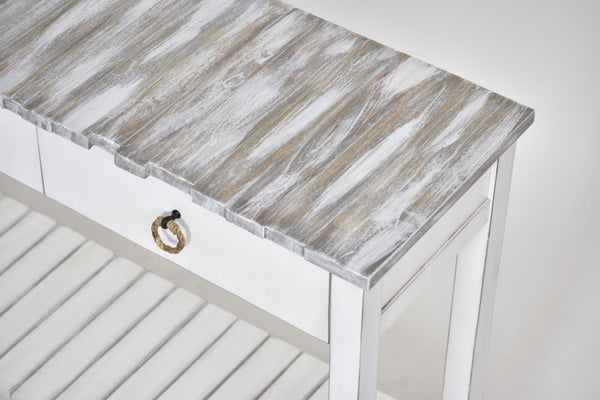 Seawinds Picket Fence Console Serving Table Grey/Blanc Finish