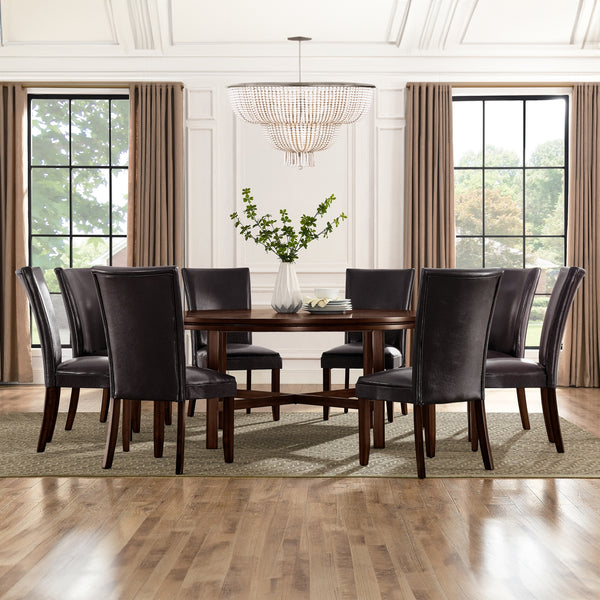Steve Silver Hartford 72-Inch 9-Piece Dining Set With 8 Brown Leatherette Chairs In Deep Espresso