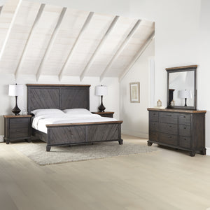 Steve Silver Bear Creek Brown Queen 4-Piece Bed, Dresser, Mirror & Nightstand Set In Chocolate & Sable