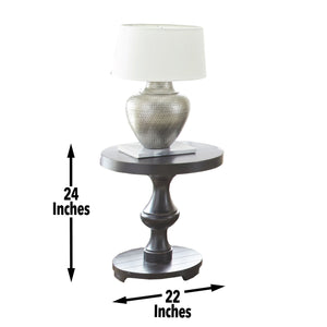 Steve Silver Dory Round End Table In A Neutral Ebony Finish