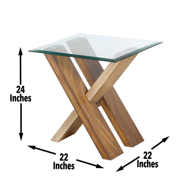 Steve Silver Tasha Glass Top Deep Cherry End Table