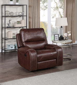 Steve Silver Keily Brown Manual Motion Swivel Recliner With Antiqued Brass Nailhead Trim