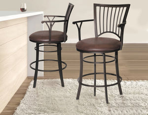 Steve Silver Bayview 24-Inch Upholstered Swivel Counter-Height Chair In Gun Metal Powder