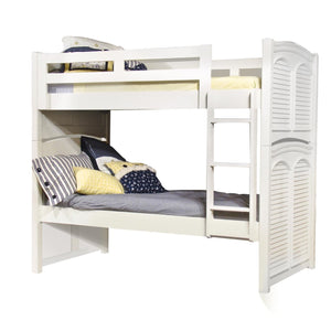 American Woodcrafters Cottage Traditions Complete 3/3 Over 3/3 Bunk Bed in Clean White Cottage Finish