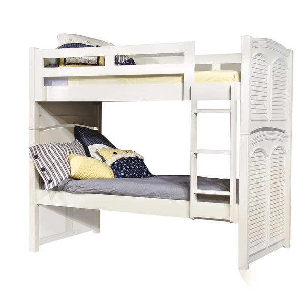 American Woodcrafters Cottage Traditions Complete 3/3 Over 3/3 Bunk Bed in Clean White Cottage Finish