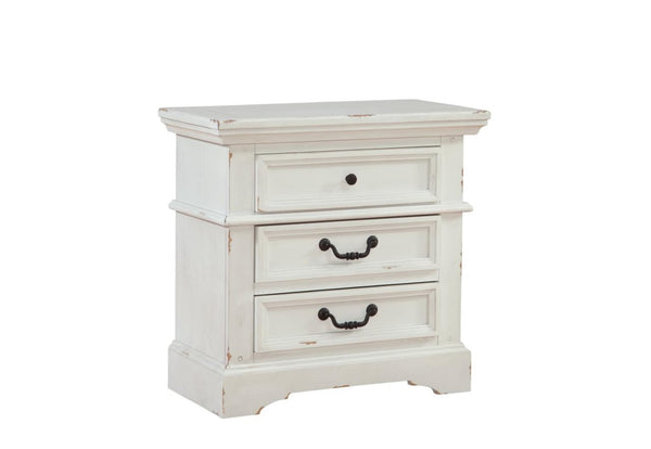 American Woodcrafters Complete Queen Bedroom Set Panel Bed, Dresser, Mirror, Chest & Nightstand Distressed Antique White Stonebrook