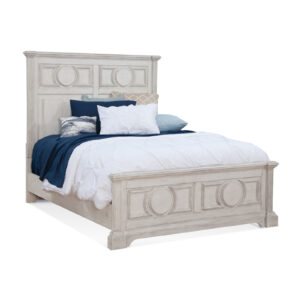 American Woodcrafters Brighten Queen Panel Bed Antique White/Charcoal Brown