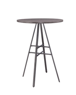 American Woodcrafters Filmore Round Wood Top with Metal Base Pub Tables in Slate Grey with Grey Oak Top